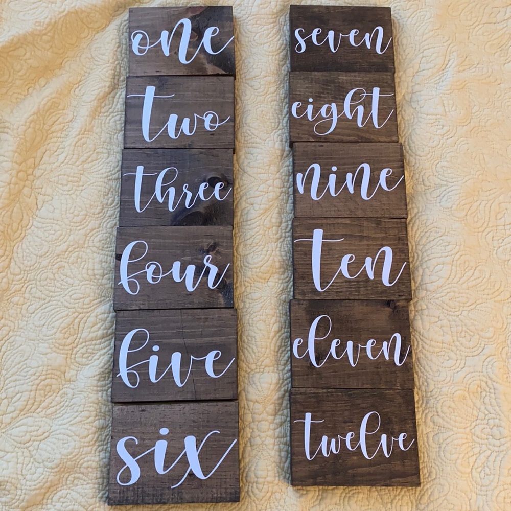 Rustic Wedding Table Numbers - Double Sided